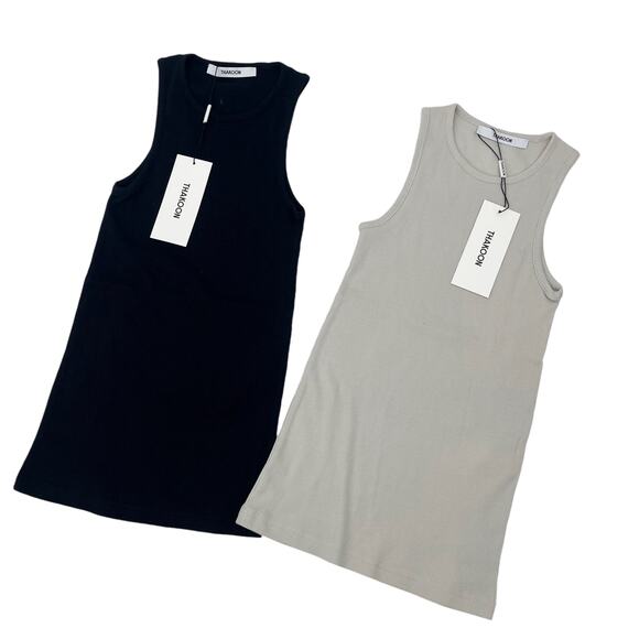 THAKOON Crewneck Ribbed Tank Top Lot of 2 Black Stone Gray Pullover Sz Small NEW - Picture 2 of 7